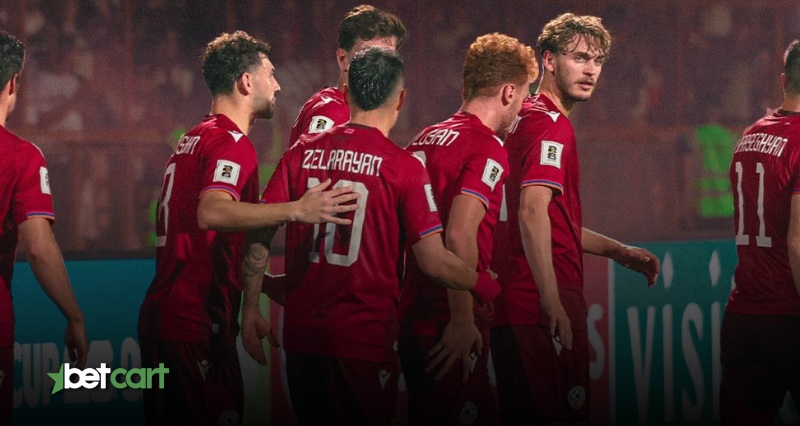 شادی بازیکنان تیم ملی ارمنستان در جریان رقابتهای مقدماتی جام جهانی